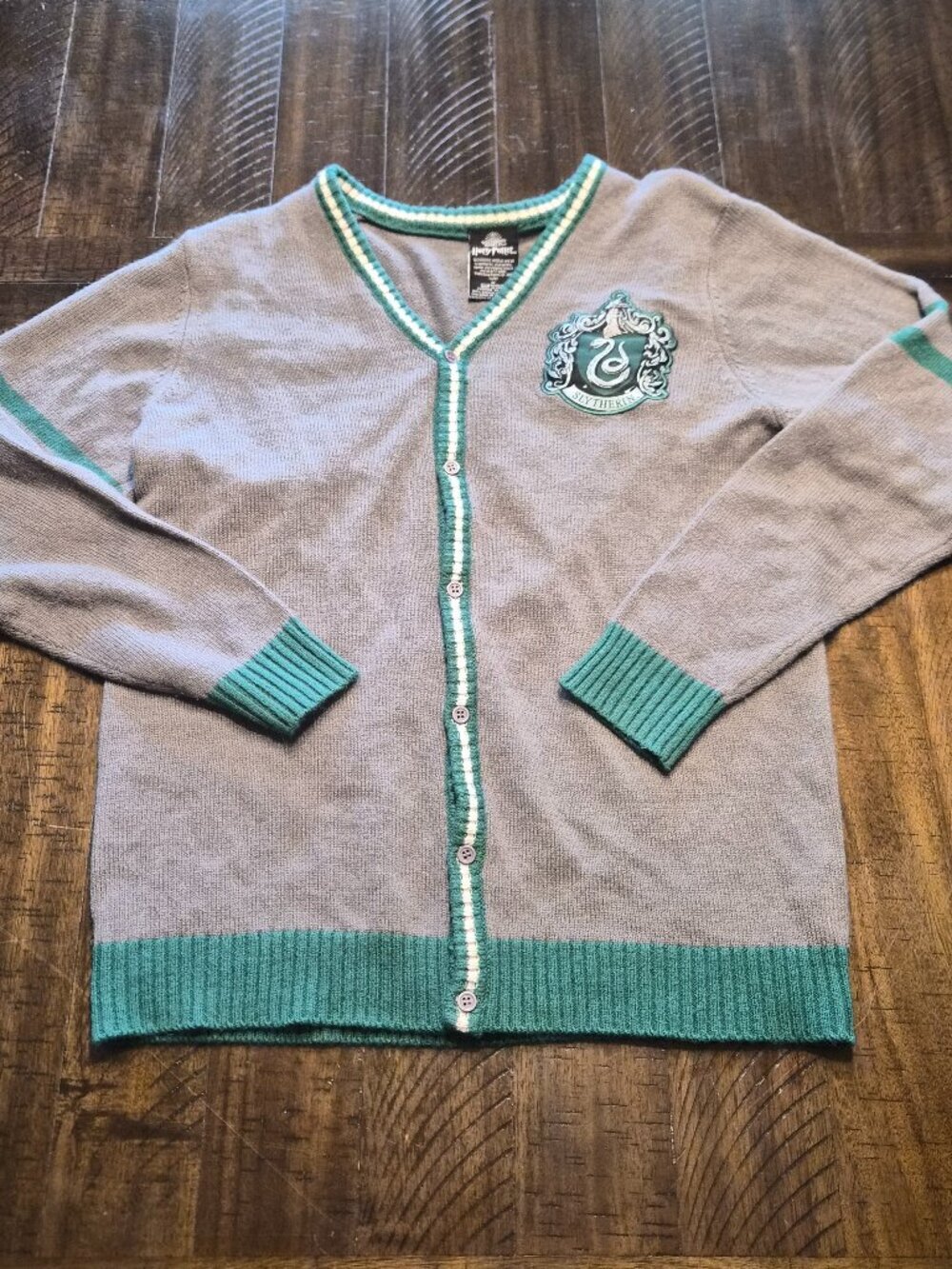 Harry Potter Slytherin Knit Cardigan Sweater Size Medium Wizarding World G637